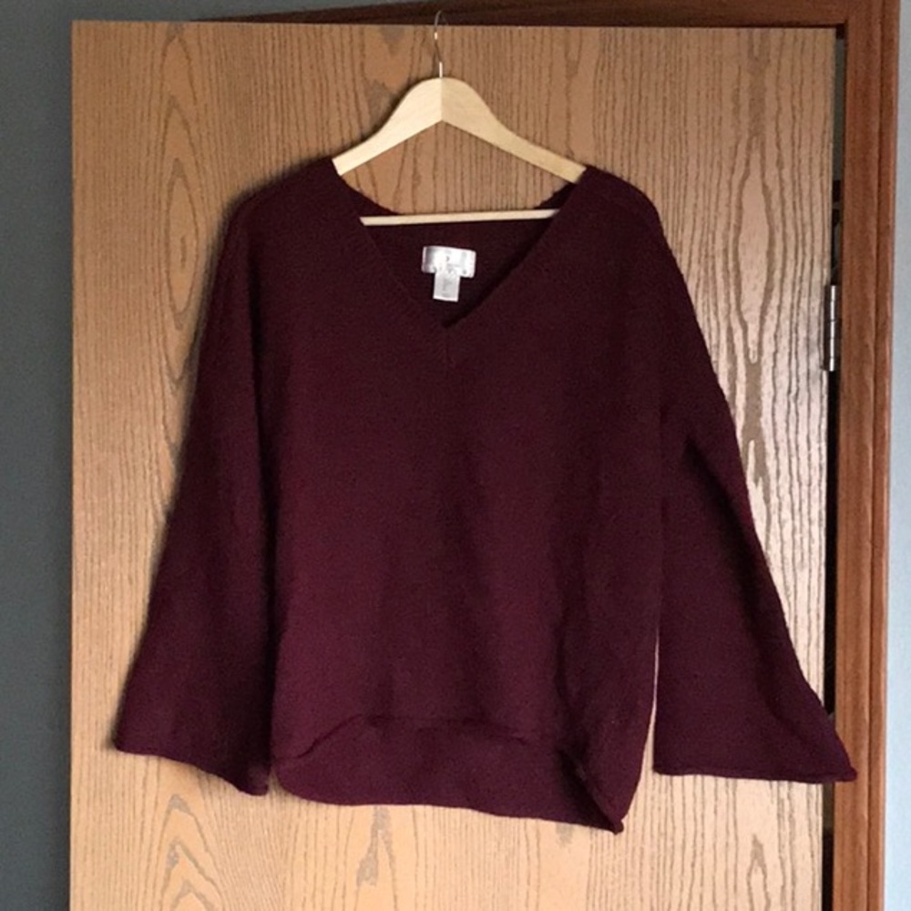 Bell sleeve burgundy sweater